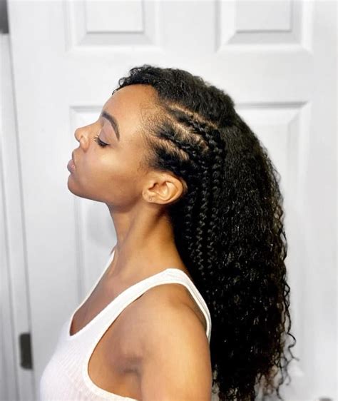 curly braid hairstyles|half braided curly black hairstyles.